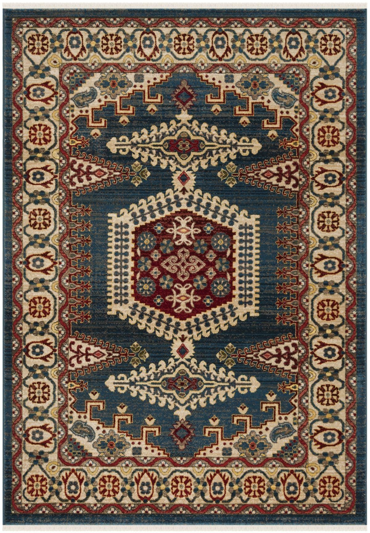 Safavieh Kashan Collection KSN306M Blue / Red Rug - 2' 6 x 8