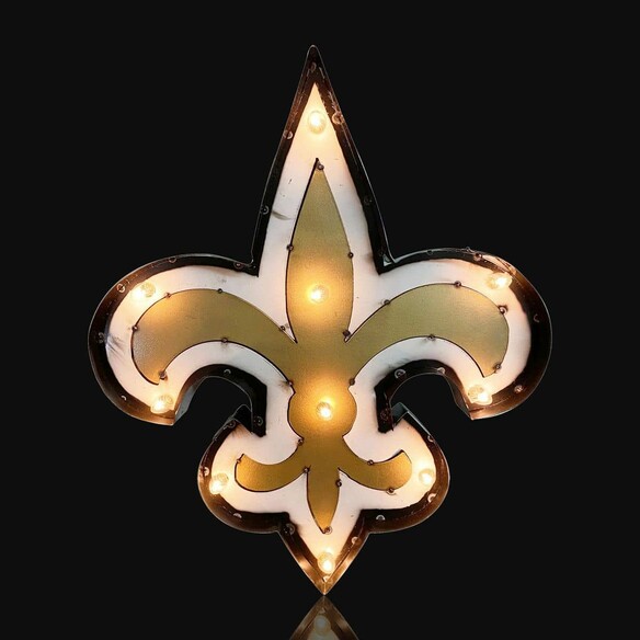 NFL NEW ORLEANS SAINTS Logo Lighted Recycled Metal Sign 545-1031
