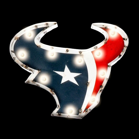 NFL HOUSTON TEXANS Logo Lighted Recycled Metal Sign 545-1034