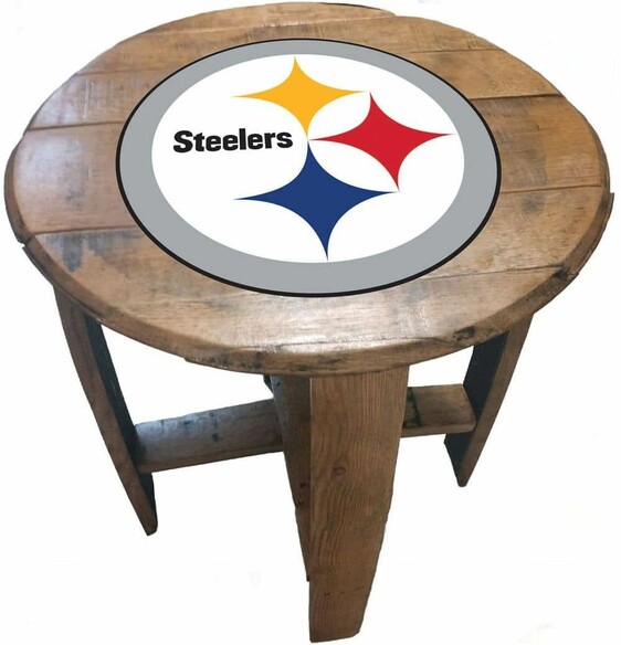 NFL PITTSBURGH STEELERS OAK BARREL TABLE 629-1004