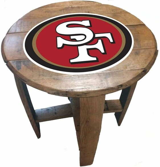 NFL SAN FRANCISCO 49ERS OAK BARREL TABLE 629-1005