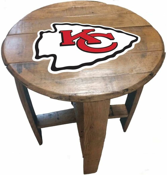 NFL KANSAS CITY CHIEFS OAK BARREL TABLE 629-1006