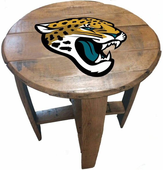 NFL JACKSONVILLE JAGUARS OAK BARREL TABLE 629-1015