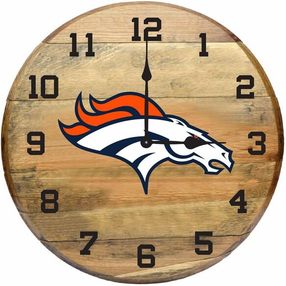 NFL DENVER BRONCOS OAK BARREL CLOCK 630-1003