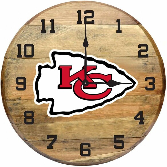 NFL KANSAS CITY CHIEFS OAK BARREL CLOCK 630-1006