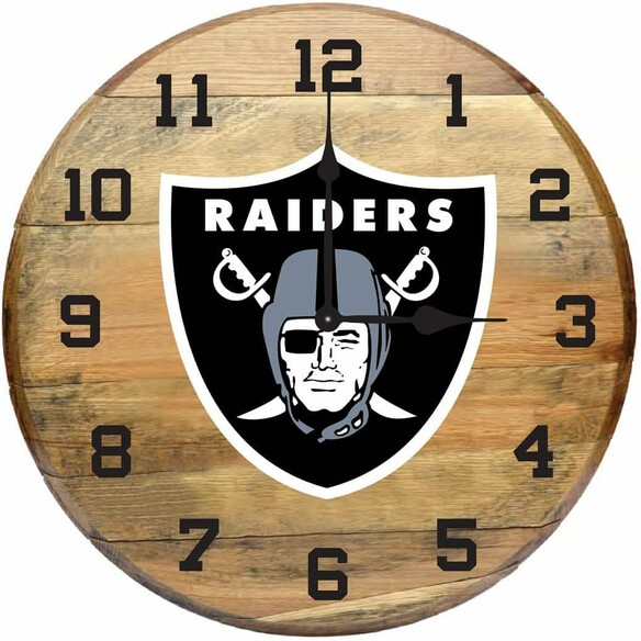 NFL LAS VEGAS RAIDERS OAK BARREL CLOCK 630-1010