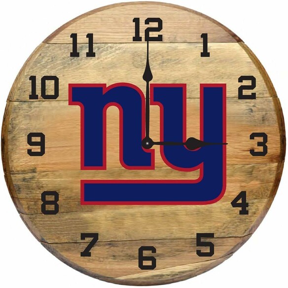 NFL NEW YORK GIANTS OAK BARREL CLOCK 630-1013