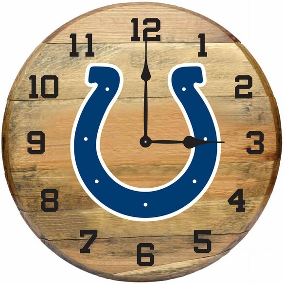 NFL INDIANAPOLIS COLTS OAK BARREL CLOCK 630-1022