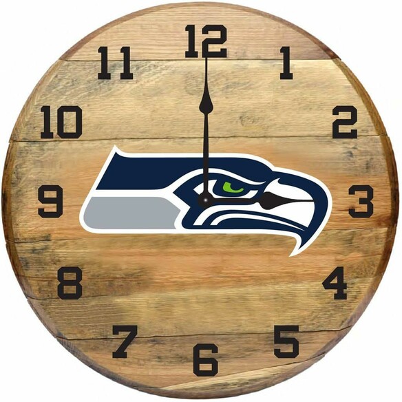 NFL SEATTLE SEAHAWKS OAK BARREL CLOCK 630-1024