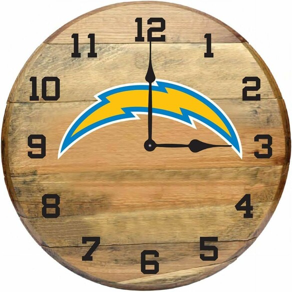 NFL LOS ANGELES CHARGERS OAK BARREL CLOCK 630-1036