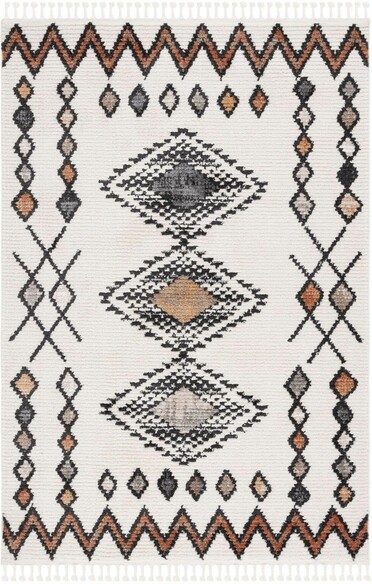 Safavieh Moroccan Tassel MRT105A Ivory and Orange