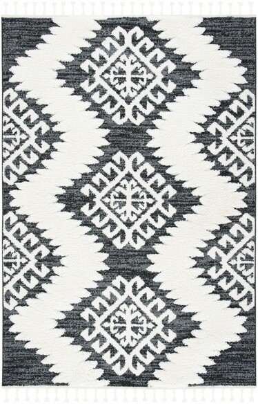 Safavieh Moroccan Tassel Shag MTS652H Dark Grey and Ivory