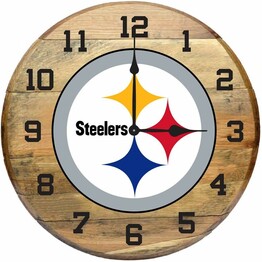 NFL PITTSBURGH STEELERS OAK BARREL CLOCK 630-1004