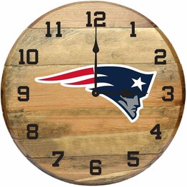 NFL NEW ENGLAND PATRIOTS OAK BARREL CLOCK 630-1011