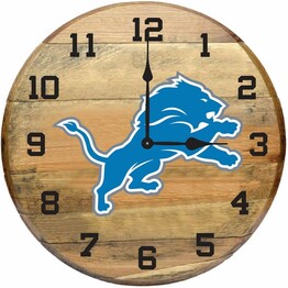 NFL DETROIT LIONS OAK BARREL CLOCK 630-1018