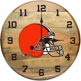 NFL CLEVELAND BROWNS OAK BARREL CLOCK 630-1020