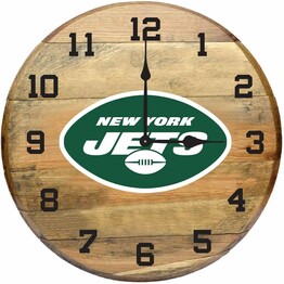 NFL NEW YORK JETS OAK BARREL CLOCK 630-1038